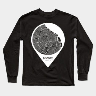 Buenos Aires, Argentina City Map - Travel Pin Long Sleeve T-Shirt